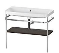 Duravit Happy D.2 Plus combinaison lavabo pour meuble HP4838N6969 97,5 x 49 cm, sans trou pour robinetterie, noyer brossé, avec console en métal