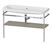 Duravit Happy D.2 Plus combinaison lavabo pour meuble HP4839N92920000 117,5x49cm, avec console en métal, sans trou pour robinet, gris pierre satiné mat