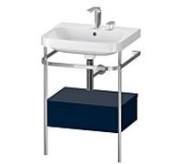 Duravit Happy D.2 Plus combinaison lavabo pour meuble HP4840E9898 57,5 x 49 cm, 2 trous pour robinetterie, finition satinée bleu nuit, avec console en métal