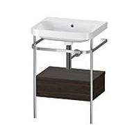 Duravit Happy D.2 Plus combinaison lavabo pour meuble HP4840N6969 57,5 x 49 cm, sans trou pour robinetterie, noyer brossé, avec console en métal