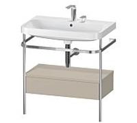 Duravit Happy D.2 Plus combinaison lavabo pour meuble HP4842E6060 77,5 x 49 cm, 2 trous pour robinetterie, finition taupe satiné, avec console en métal