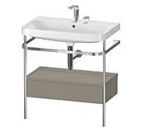 Duravit Happy D.2 Plus combinaison lavabo pour meuble HP4842E9292 77,5 x 49 cm, 2 trous pour robinet, gris pierre satiné, avec console en métal