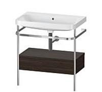 Duravit Happy D.2 Plus combinaison lavabo pour meuble HP4842N6969 77,5 x 49 cm, sans trou pour robinetterie, noyer brossé, avec console en métal