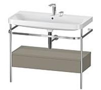 Duravit Lavabo Happy D.2 Plus HP4843E9292 – 97,5 x 49 cm, 2 trous, gris pierre satiné, console métal