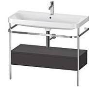 Duravit Happy D.2 Plus combinaison lavabo pour meuble HP4843O8080 97,5 x 49 cm, trou pour robinetterie 2000 , graphite super mat, avec console en métal