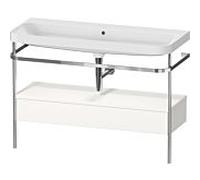 Duravit Happy D.2 Plus c-shaped Set avec console métallique et tiroir, 1175x490mm, sans trou pour robinetterie, HP4844N22220000, Couleur: Décor blanc brillant