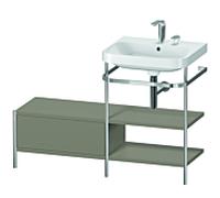 Duravit Happy D.2 Plus combinaison lavabo pour meuble HP4845E9292 120 x 49 cm, 2 trous pour robinet, gris pierre satiné, avec console en métal