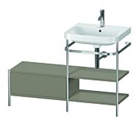 Duravit Happy D.2 Plus combinaison lavabo pour meuble HP4845O9292 120 x 49 cm, trou pour robinetterie 2000 , finition gris pierre satiné, avec console en métal