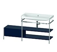 Duravit Happy D.2 Plus combinaison lavabo pour meuble HP4848N9898 160 x 49 cm, sans trou pour robinetterie, finition satinée bleu nuit, avec console en métal