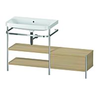 Duravit Happy D.2 Plus combinaison lavabo pour meuble HP4852N7171 140 x 49 cm, sans trou pour robinetterie, chêne méditerranéen, avec console en métal