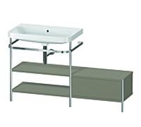 Duravit Happy D.2 Plus combinaison lavabo pour meuble HP4852N9292 140 x 49 cm, sans trou pour robinetterie, finition gris pierre satiné, avec console en métal