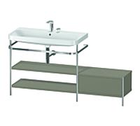 Duravit Happy D.2 Plus combinaison lavabo pour meuble HP4853E9292 160 x 49 cm, 2 trous pour robinetterie, finition gris pierre satiné, avec console en métal