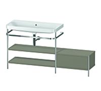 Duravit Happy D.2 Plus combinaison lavabo pour meuble HP4853N9292 160 x 49 cm, sans trou pour robinetterie, finition gris pierre satiné, avec console en métal