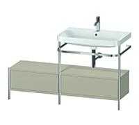 DURAVIT Happy D.2 Plus - Console métallique avec lavabo c-shaped avec 1 tiroir au centre et 1 tiroir à gauche 1400x850x490mm taupe mat soyeux/taupe satiné mat