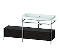 Duravit Happy D.2 Plus combinaison lavabo pour meuble HP4858N6969 160x49cm, avec console en métal, sans trou pour robinetterie, noyer brossé