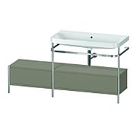 Duravit Happy D.2 Plus combinaison lavabo pour meuble HP4858N9292 160x49cm, avec console en métal, sans trou pour robinet, gris pierre satiné mat