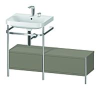 Duravit Happy D.2 Plus combinaison lavabo pour meuble HP4860E9292 120x49cm, avec console en métal, 2 trous pour robinetterie, finition satinée gris pierre