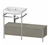 Duravit Happy D.2 Plus combinaison lavabo pour meuble HP4860N9292 120x49cm, avec console en métal, sans trou pour robinet, gris pierre satiné mat