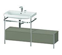 Duravit Happy D.2 Plus combinaison lavabo pour meuble HP4862E9292 140x49cm, avec console en métal, 2 trous pour robinetterie, gris pierre satiné mat