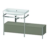 Duravit Happy D.2 Plus combinaison lavabo pour meuble HP4862N9292 140x49cm, avec console en métal, sans trou pour robinetterie, finition satinée gris pierre