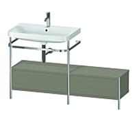 Duravit Happy D.2 Plus combinaison lavabo sur meuble HP4862O9292 140x49cm, avec console en métal, trou pour robinetterie 2000 , finition satinée gris pierre