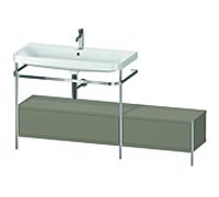 Duravit Happy D.2 Plus combinaison lavabo pour meuble HP4863O9292 160x49cm, avec console en métal, 1 trou pour robinet, gris pierre satiné mat