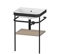 Duravit Happy D.2 Plus combinaison lavabo sur meuble HP4735N7575 57,5 x 49 cm, sans trou pour robinetterie, lin, avec console en métal