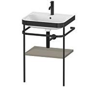 Duravit Happy D.2 Plus combinaison lavabo sur meuble HP4735O9292 57,5 x 49 cm, trou pour robinetterie 2000 , finition gris pierre satiné, avec console en métal