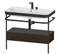Duravit Happy D.2 Plus combinaison lavabo sur meuble HP4743E6969 97,5 x 49 cm, 2 trous pour robinetterie, noyer brossé, avec console en métal