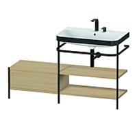 Duravit Happy D.2 Plus combinaison lavabo sur meuble HP4747E7171 140 x 49 cm, 2 trous pour robinetterie, chêne méditerranéen, avec console en métal