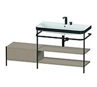 Duravit Happy D.2 Plus combinaison lavabo sur meuble HP4748E7575 160 x 49 cm, 2 trous pour robinetterie, lin, avec console en métal