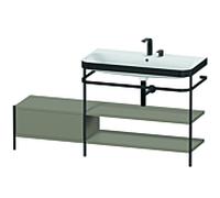 Duravit Happy D.2 Plus combinaison lavabo sur meuble HP4748E9292 160 x 49 cm, 2 trous pour robinetterie, finition gris pierre satiné, avec console en métal