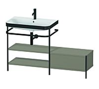 Combinaison lavabo pour meuble Duravit Happy D.2 Plus HP4752O9292 140 x 49 cm, 1 trou pour robinetterie, finition gris pierre satiné, avec console en métal