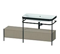 Duravit Happy D.2 Plus combinaison lavabo sur meuble HP4758N7575 160x49cm, avec support en métal, sans trou pour robinet, lin