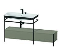 Duravit Happy D.2 Plus combinaison lavabo sur meuble HP4763E9292 160x49cm, avec console en métal, 2 trous pour robinetterie, finition satinée gris pierre
