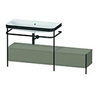 Duravit Happy D.2 Plus combinaison lavabo sur meuble HP4763N9292 160x49cm, avec console en métal, sans trou pour robinetterie, finition satinée gris pierre