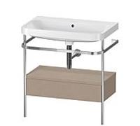 Duravit Happy D.2 Plus combinaison lavabo sur meuble HP4842N7575 77,5 x 49 cm, sans trou pour robinetterie, lin, avec console en métal