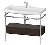 Duravit Happy D.2 Plus combinaison lavabo sur meuble HP4843E6969 97,5 x 49 cm, 2 trous pour robinetterie, noyer brossé, avec console en métal