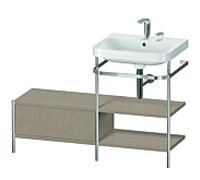 Duravit Happy D.2 Plus combinaison lavabo sur meuble HP4845E7575 120 x 49 cm, 2 trous pour robinetterie, lin, avec console en métal
