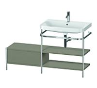 Duravit Happy D.2 Plus combinaison lavabo sur meuble HP4847O9292 140 x 49 cm, trou pour robinetterie 2000 , finition gris pierre satiné, avec console en métal