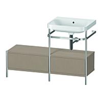 Duravit Happy D.2 Plus combinaison lavabo sur meuble HP4855N7575 120x49cm, avec support en métal, sans trou pour robinet, lin