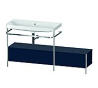 Duravit Happy D.2 Plus combinaison lavabo sur meuble HP4863N9898 160x49cm, avec console en métal, sans trou pour robinetterie, finition satinée bleu nuit