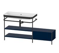 DURAVIT Happy D.2 Plus - Console métallique avec lavabo c-bonded avec 2 compartiments ouverts et un tiroir à droite 1600x850x490mm bleu nuit mat soyeux/bleu nuit mat soyeux