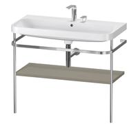 DURAVIT Happy D.2 Plus - Console métallique avec lavabo c-shaped avec 1 casier ouvert 975x850x490mm gris pierre satiné mat/gris pierre satiné mat