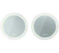 Duravit Happy D.2 Plus jeu de miroirs (2 pièces) rond avec éclairage, version Icon, avec miroir chauffant, 700x700x55mm, blanc mat, HP7487G00000000, Exécution: Décoration de champ de lumière : radiale