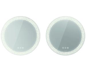 Duravit Happy D.2 Plus jeu de miroirs (2 pièces) rond avec éclairage, version Icon, avec miroir chauffant, 700x700x55mm, blanc mat, HP7487S00000000, Exécution: Décoration de champ de lumière : radiale
