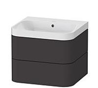 Duravit Happy D.2 Plus c-shaped Set suspendu, 575x490mm, 2 tiroirs, sans trou pour robinetterie, HP4345N8080, Couleur: Décor graphite super mat