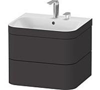 Duravit Happy D.2 Plus meuble sous-lavabo HP4635E8080 57,5 x 49 cm, 2 trous pour robinetterie, graphite super mat, 2 tiroirs
