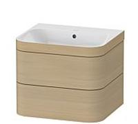 Duravit Happy D.2 Plus c-bonded Set suspendu, 575x490mm, 2 tiroirs, sans trou pour robinetterie, HP4635N7171, Couleur: Placage chêne méditerranéen en bois véritable
