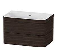 Duravit Happy D.2 Plus meuble sous-lavabo HP4637N6969 77,5 x 49 cm, sans trou pour robinetterie, noyer brossé, 2 tiroirs